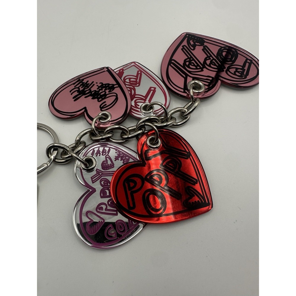 Coach Vintage Y2K Multicolor Heart Bag Charm FOB collectible Key Ring Silver - Picture 4 of 7